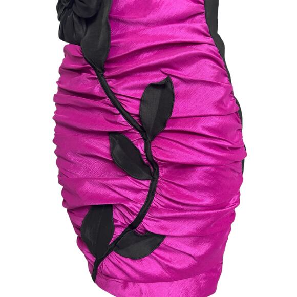 Vintage Jessica McClintock Strapless Satin Cocktail Prom Dress 80s 90s Fuchsia - Picture 7 of 12